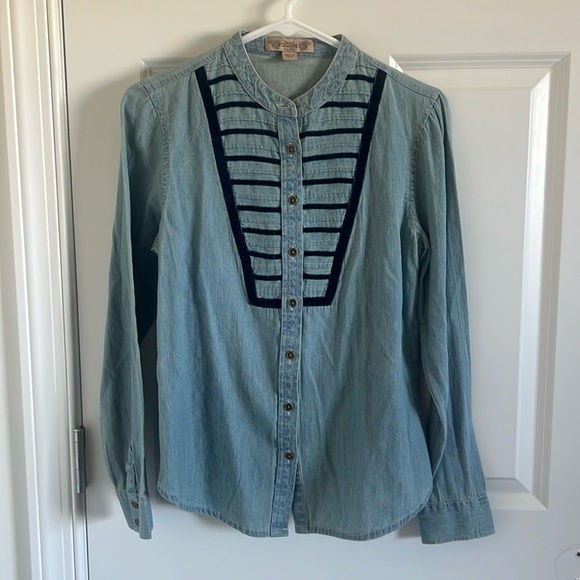 Nine West Vintage America Jean Shirt Size XS Button Down - Picture 1 of 8